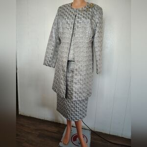 Moshita Couture Elegant Gray Women's Skirt Set Size 8
